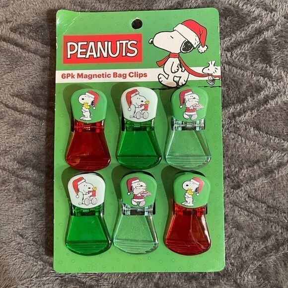 Peanuts Snoopy 3 piece kitchen set holiday & 6 pack magnetic clips NWT - Picture 2 of 8